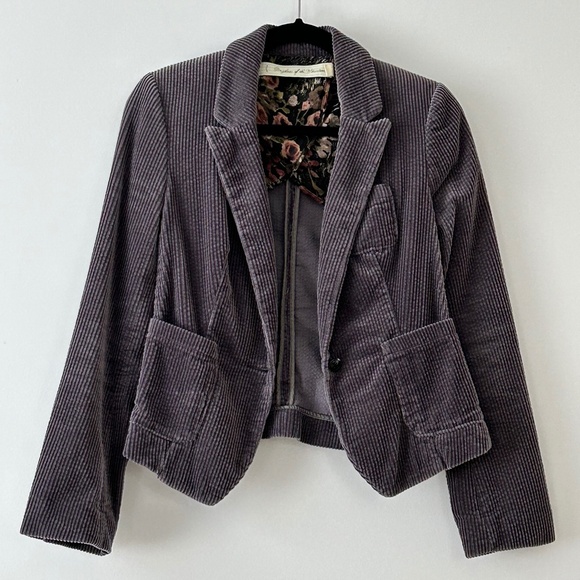Anthropologie Daughters of the Liberation Cotton Corduroy Gray Bromsgrove Blazer - Picture 9 of 16
